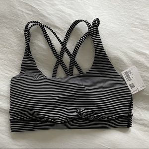NWT black and white stripe lululemon energy bra